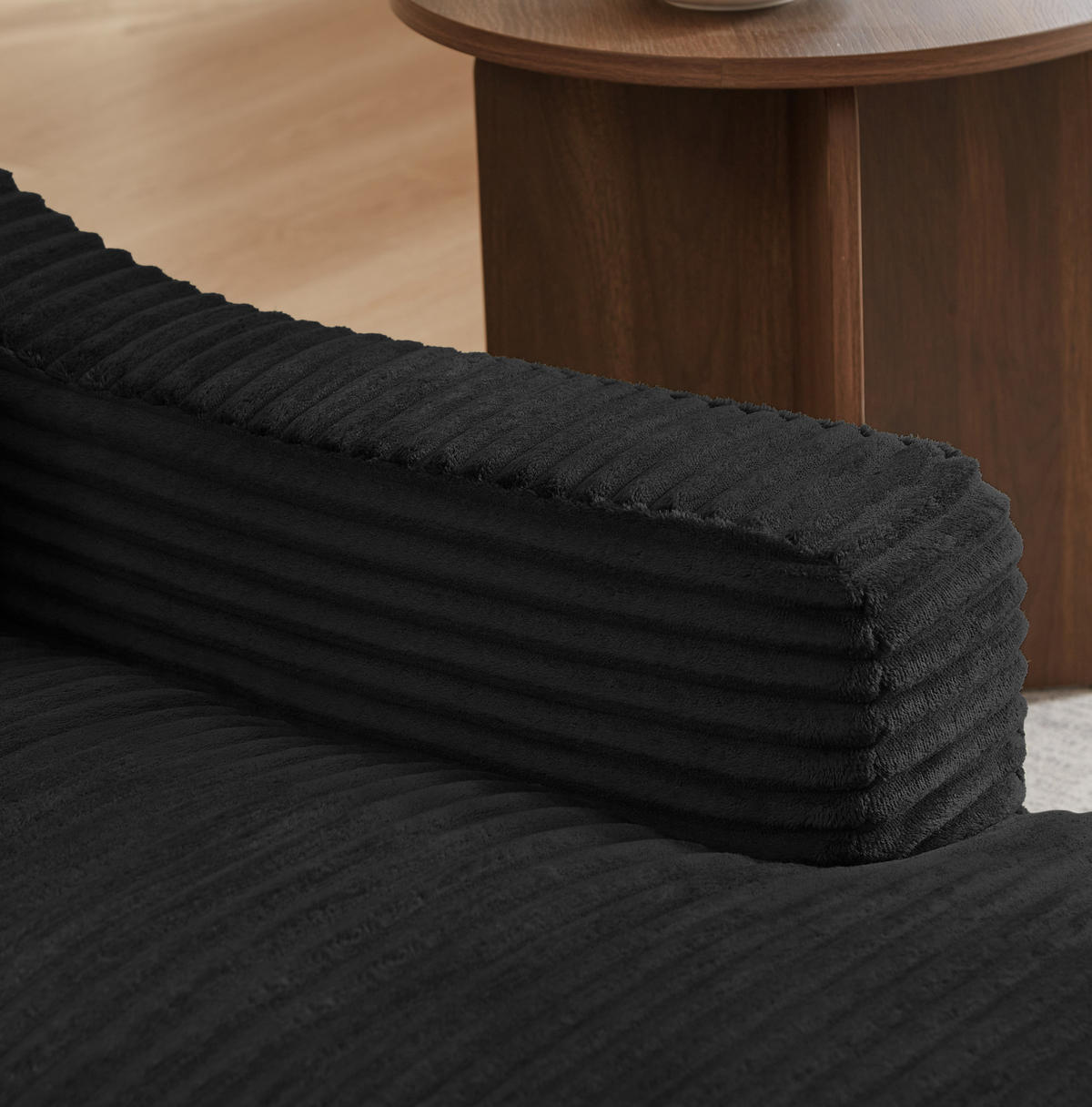 LOUNGESESSEL aus Cord mit Doppelschicht-Design Schwarz - Schwarz, Textil (162/68/100cm) - Meubliv