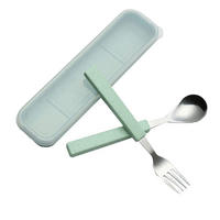 KINDER Besteck Set 2-teilig mit Reisekoffer Grün - Grün, Metall
