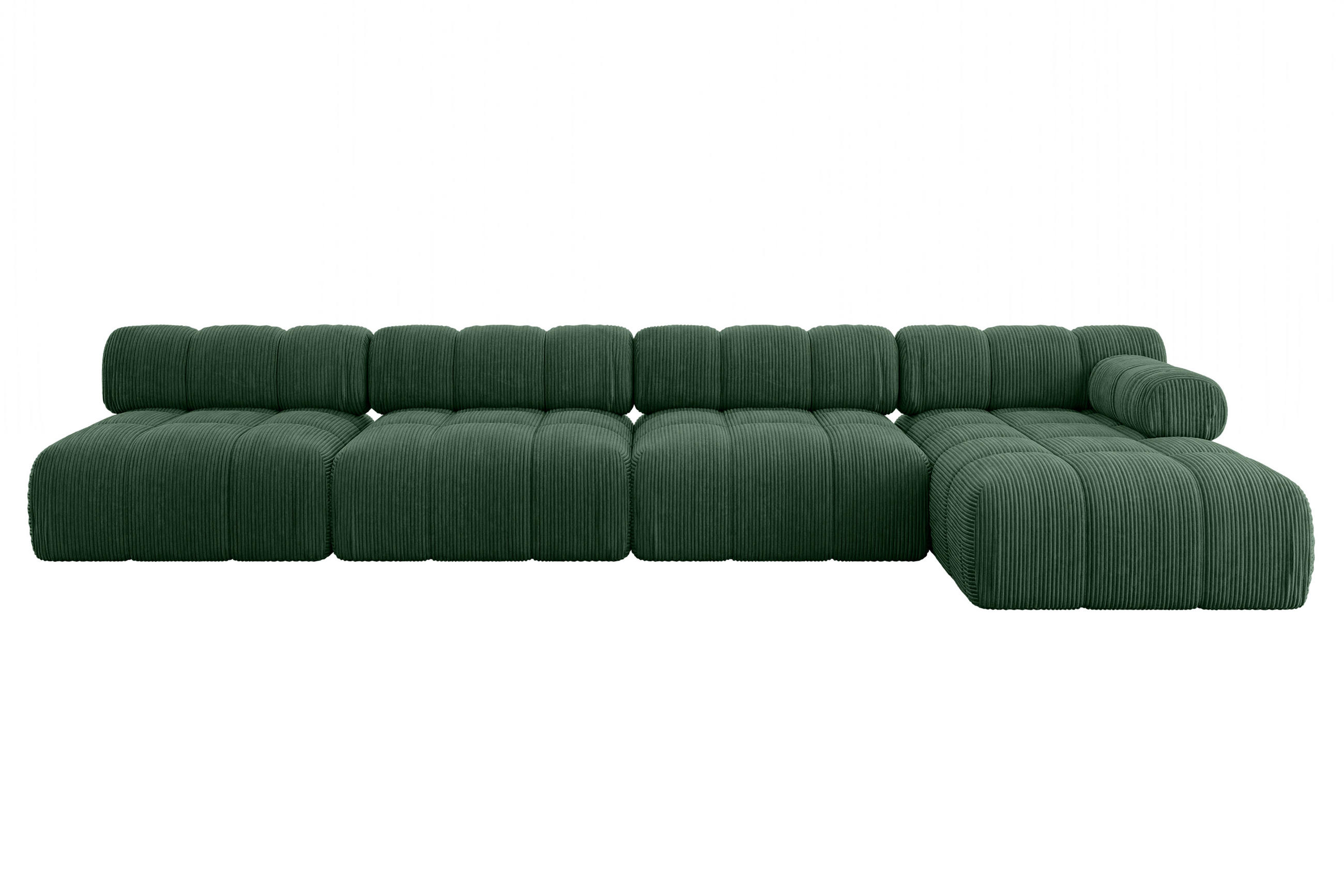 ECKSOFA modulares Sofa Razon-L3 - 380x160x70 cm Grün Cord - Grün, Holzwerkstoff/Textil (380/160cm) - ALTDECOR