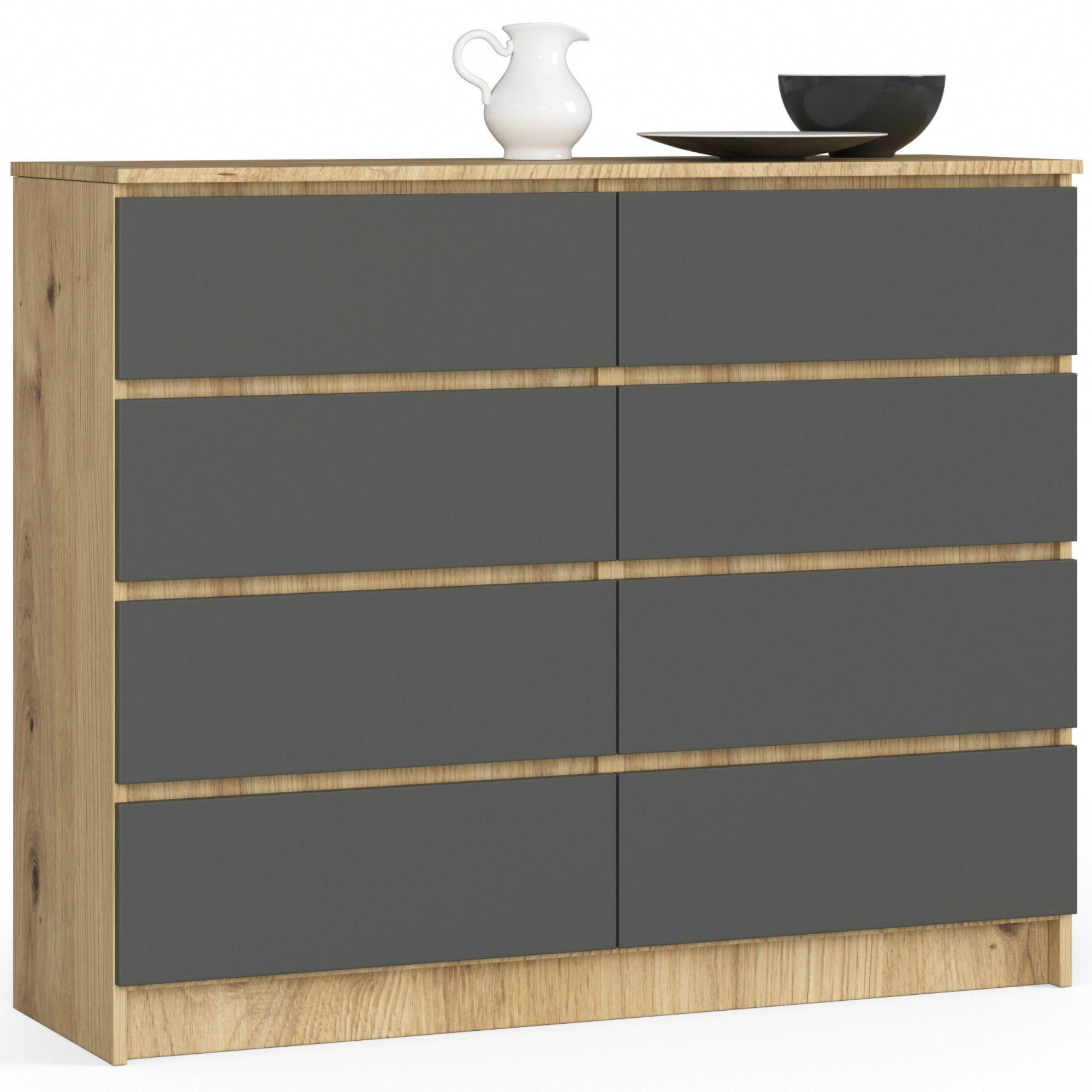 KOMMODE Eiche Artisan, Grau 120x40x99 cm - Eiche Artisan/Grau, Holzwerkstoff (120/99/40cm) - Akord