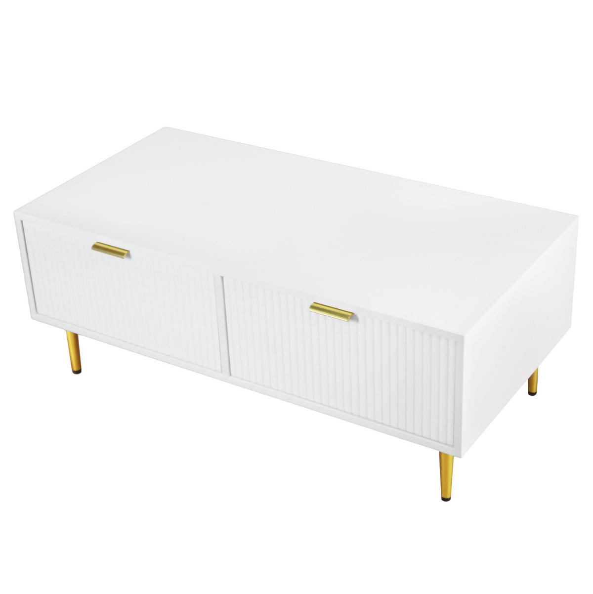 COUCHTISCH aus MDF 100x50x40 cm in Weiß mit 2 Schubladen - Weiß, Holzwerkstoff (100/50/40cm) - Modfu