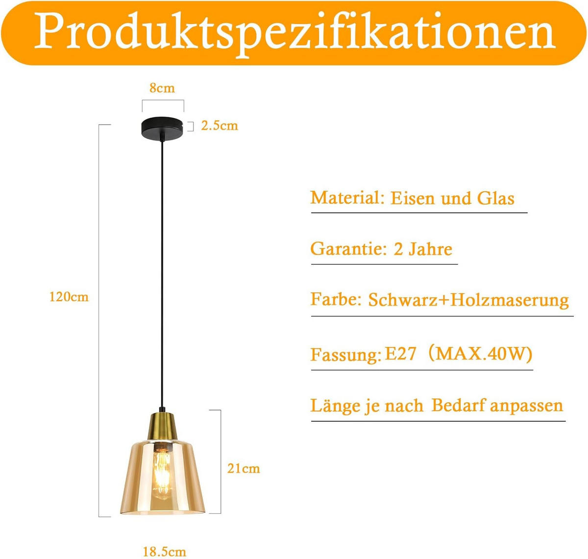 KRONLEUCHTER Brilhild 18.5/18.5/146.5 cm - Schwarz, Metall (146.5/18.5/18.5cm) - ZMH