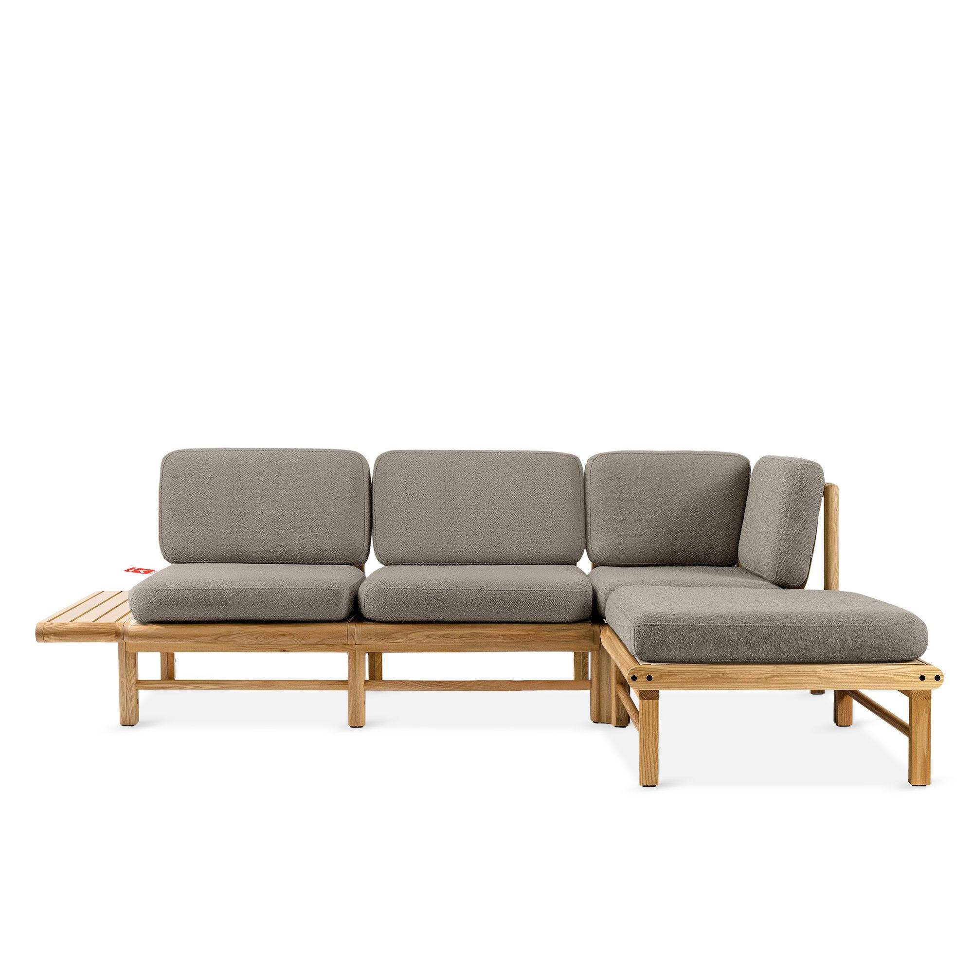 LOUNGESOFA ATREDA rechts - Grau, Holz/Textil (245/74/150cm) - KONSIMO®