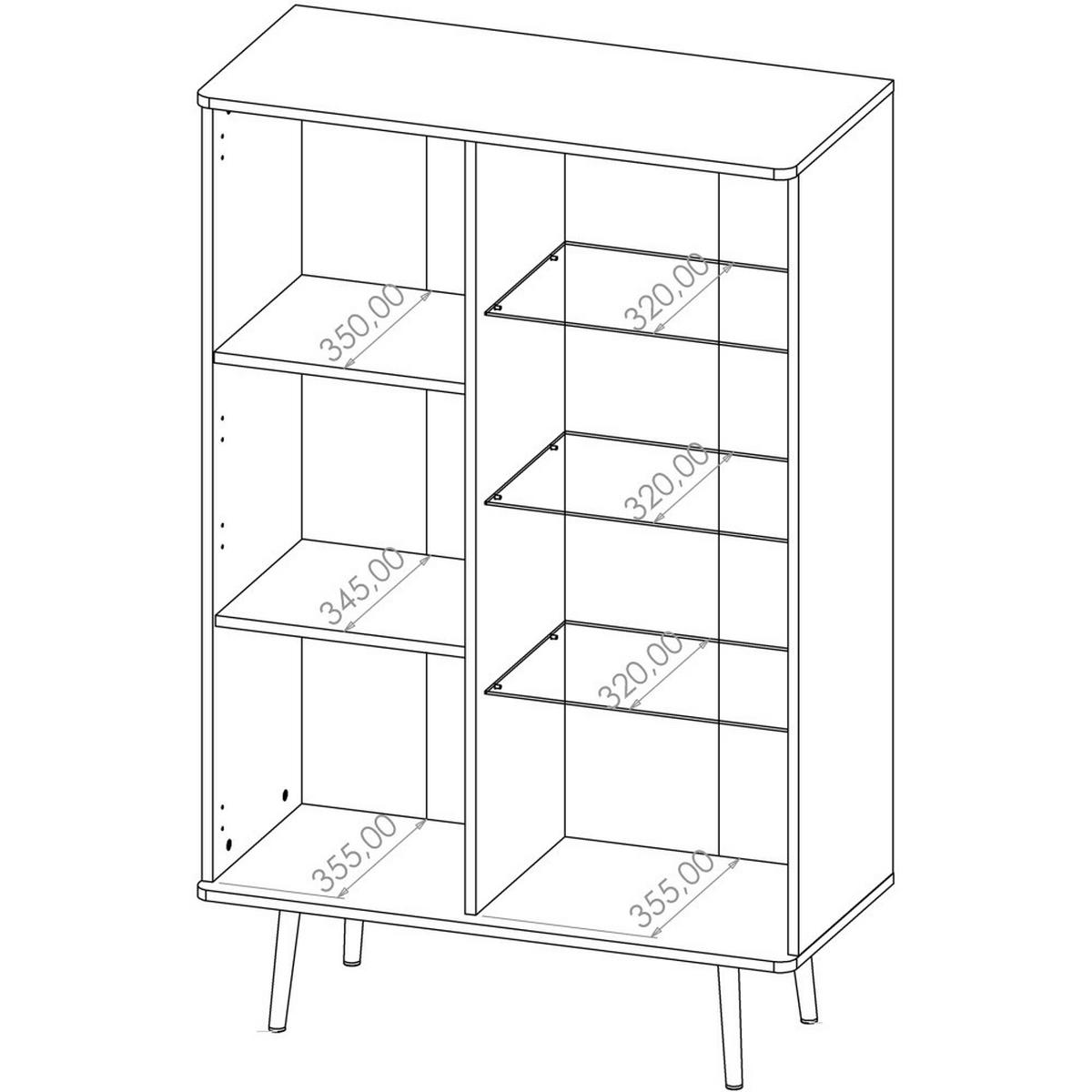 VITRINE Parini mit 2 Türen und 5 Einlegeboden, Graphitschwarz/Captains Deck - Eichefarben, Holzwerkstoff/Metall (90/140/41cm) - Beautysofa