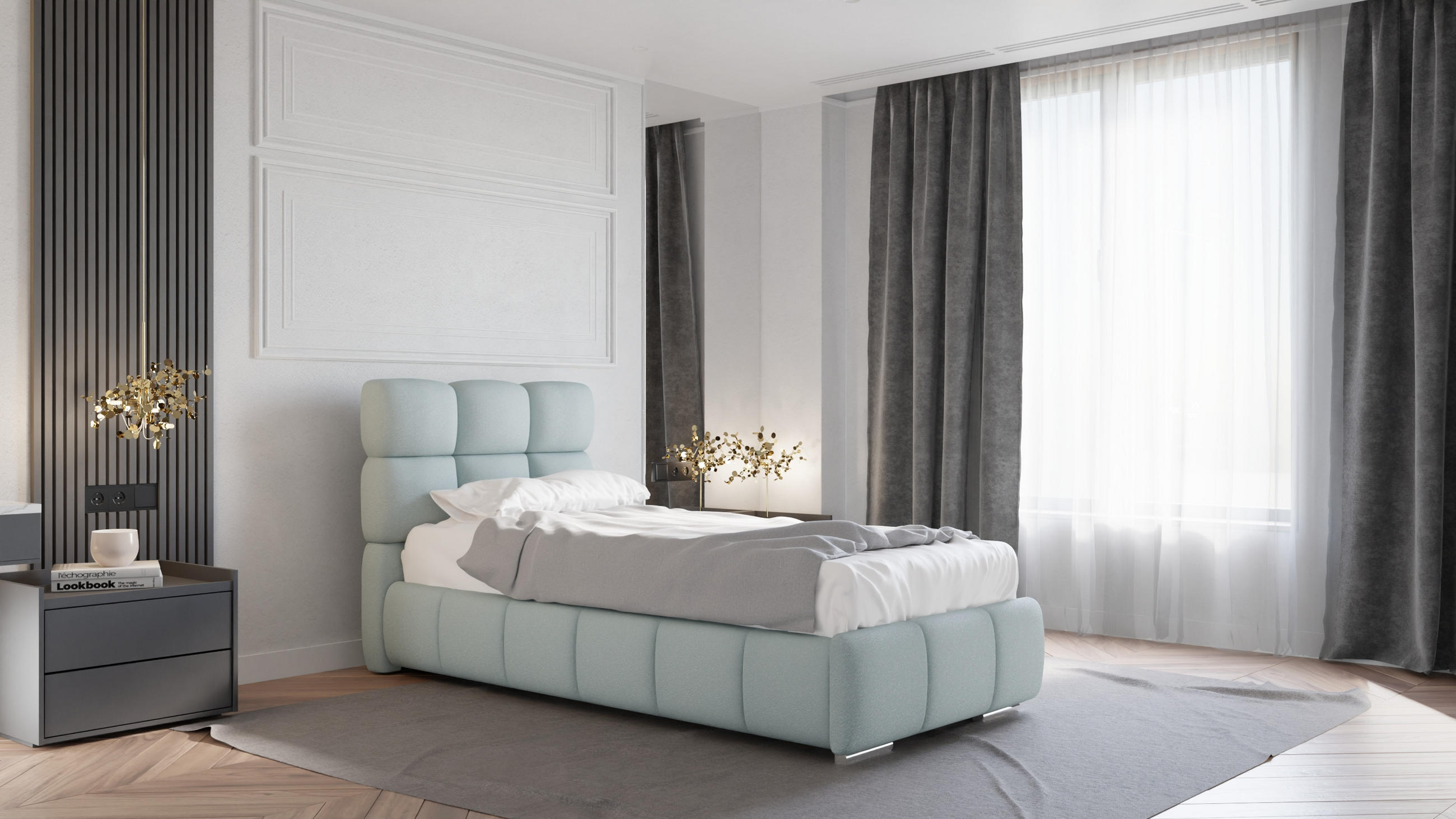 Homesy Polsterbett Blau 90x200 cm