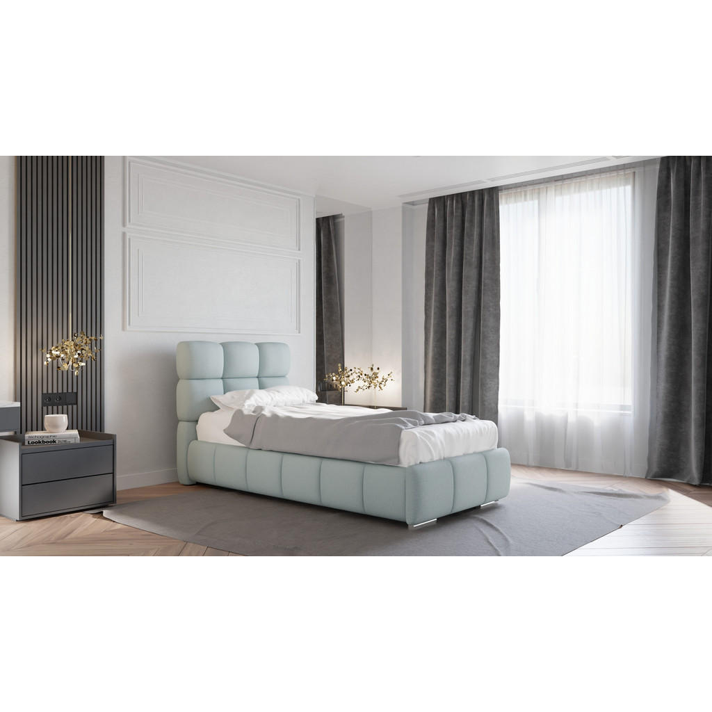Thumbnail - Panda Möbel Polsterbett, Hellgrau, Holz, Mode, 90x206 cm, Oeko-Tex® Standard 100, Schlafzimmer, Betten, Polsterbetten
