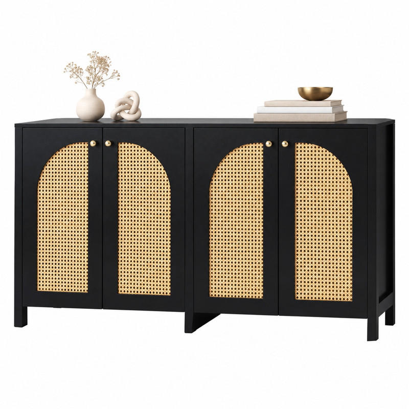 Meubliv Sideboard Schwarz 145x40x80 cm