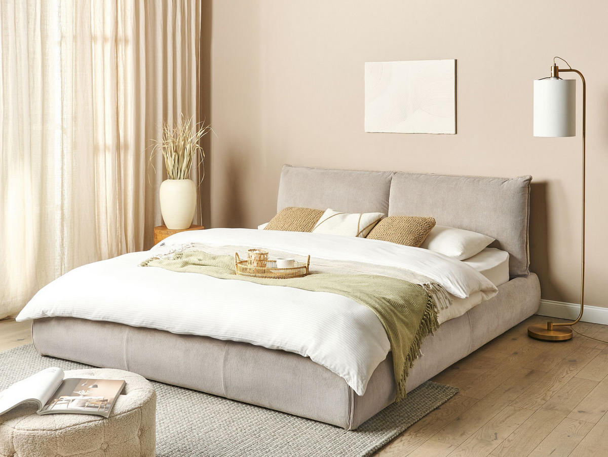 POLSTERBETT mit Lattenrost 180x200 cm Beige Vinay - Taupe, Textil (180/200cm) - Beliani