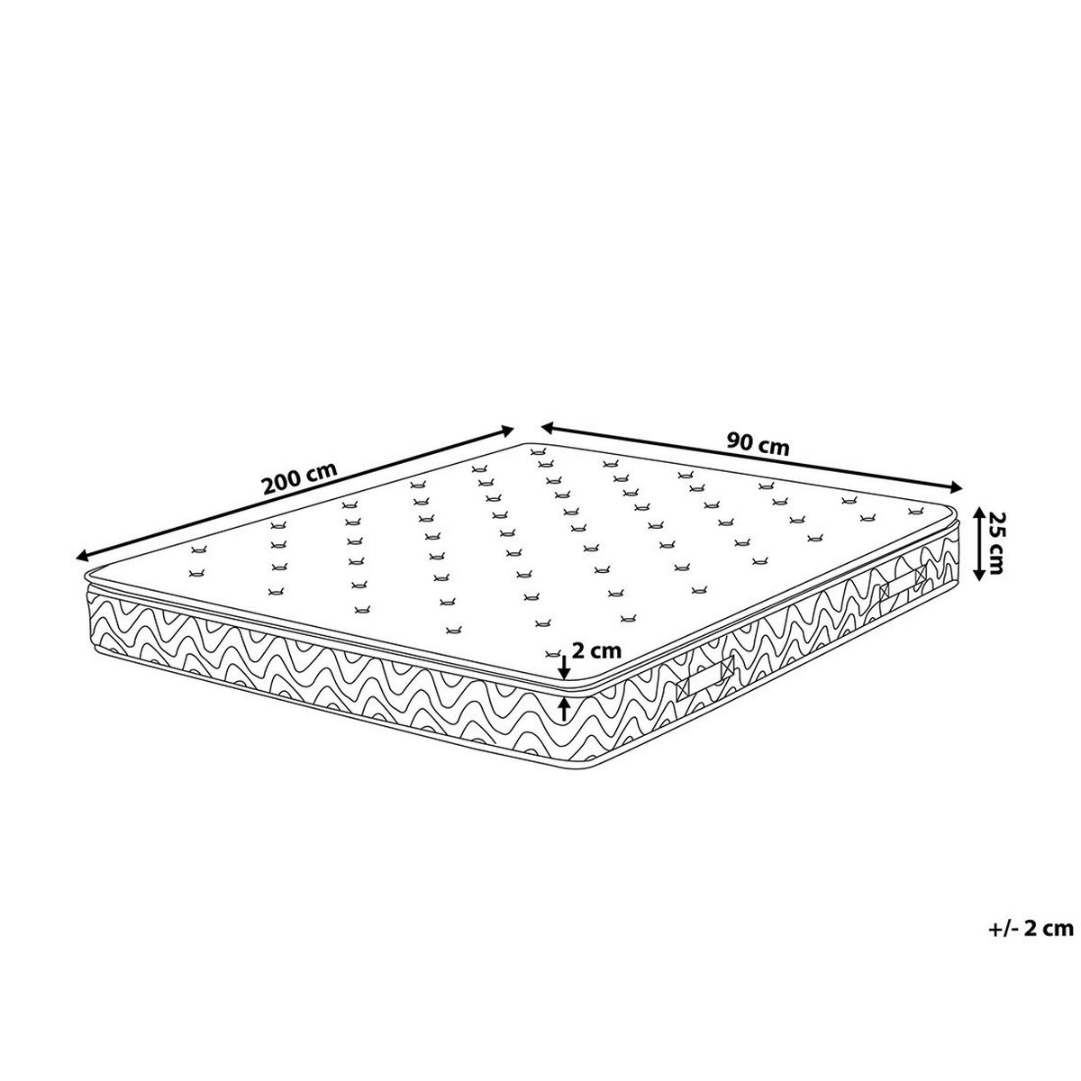 TASCHENFEDERKERNMATRATZE mittelfest 90/200/25 cm Joy - Weiß, Textil (90/200cm) - Beliani