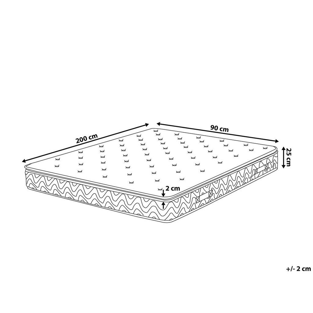 Thumbnail - Beliani Taschenfederkernmatratze, Weiß, Textil, H2, Füllung: Komfortschaum, 90x200 cm, Schlafzimmer, Matratzen Shop, Mat...