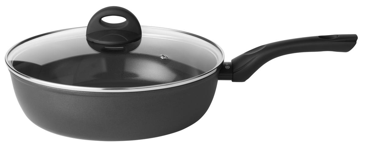 SCHMORPFANNE / Sauteuse mit Deckel Stonehenge Ø 28 cm – keramische antihaftbeschichtung - Schwarz, Metall (1/2/2cm) - Sola