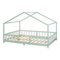 HAUSBETT Treviolo - Weiß/Mintgrün, Holz (140/200cm) - [en.casa]