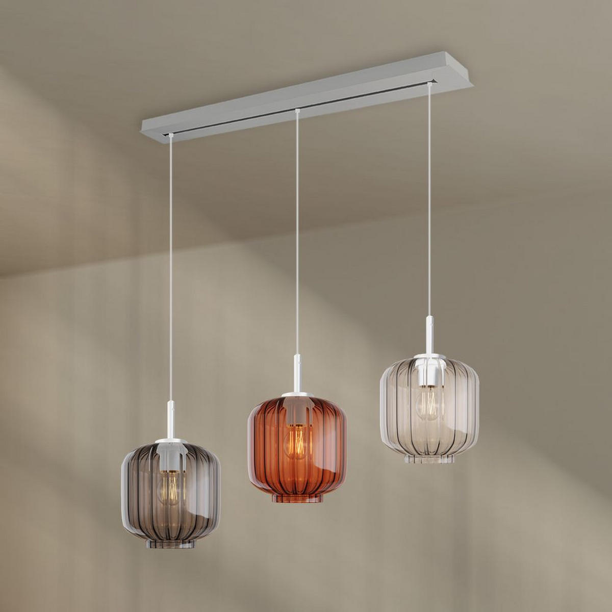 HÄNGELEUCHTE Velo 3-flammig Mehrfarbig Ø 20cm - Multicolor/Weiß, Glas (20/20/20cm) - s.luce