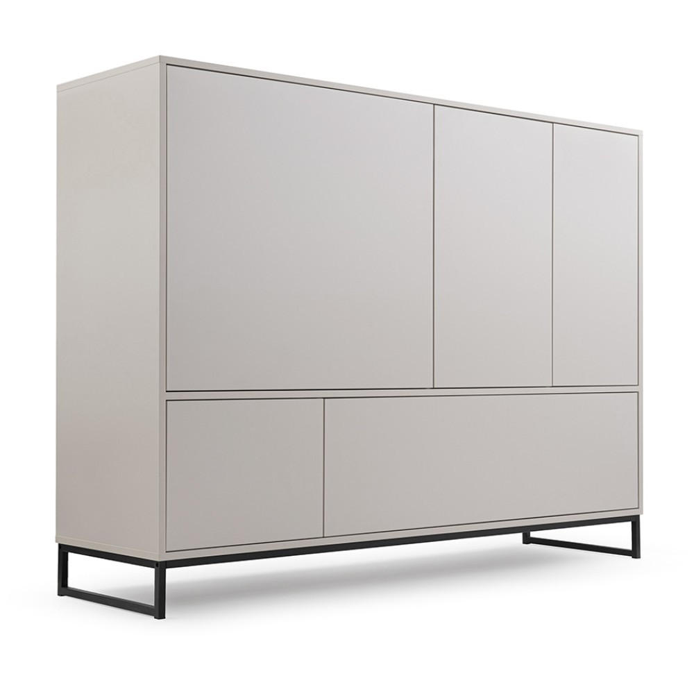 Beautysofa KOMODA Giana s 5 dvířky, 160 cm, béžová písková