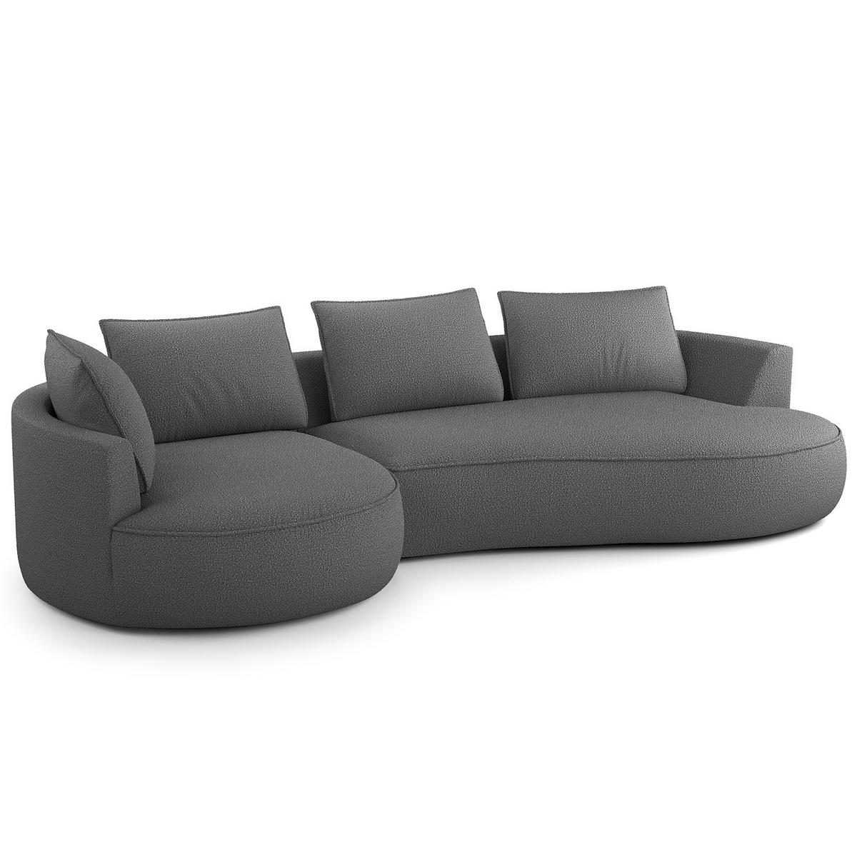BIGSOFA - Schwarz/Grau, Kunststoff/Textil (322/82/154cm) - home24