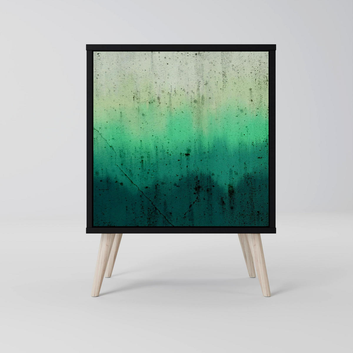 SIDEBOARD NORTHERN LIGHTS, Schwarz, 57,5x42x67,5 cm, Schwarze Metall-Rahmenfüße - Multicolor/Schwarz, Holzwerkstoff/Metall (57.5/67.5/42cm) - SpaceRebels