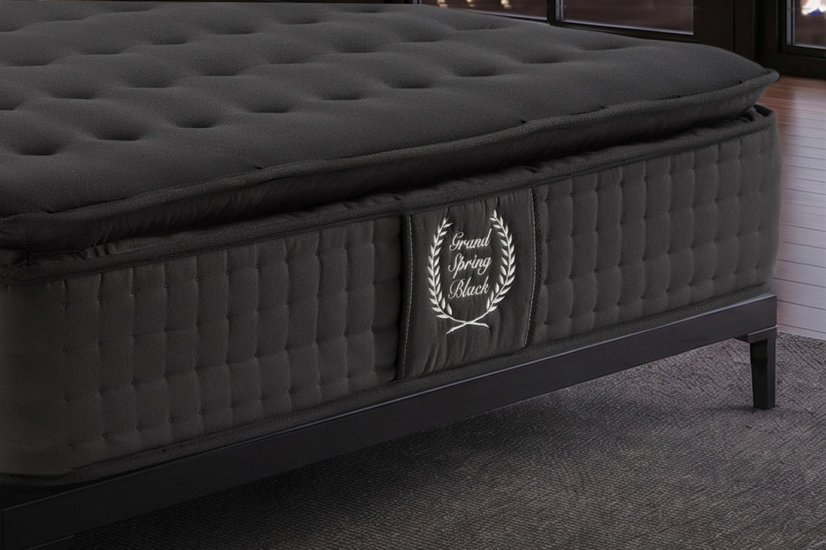 MATRATZE Grand Spring Black - 140X200 cm- Härtegrad H3/H4 - Schwarz, Textil (140/200cm) - Moonia
