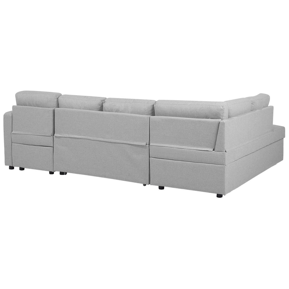 SCHLAFSOFA U-förmig Polsterbezug Hellgrau Karrabo - Hellgrau, Textil (285/90/185cm) - Beliani