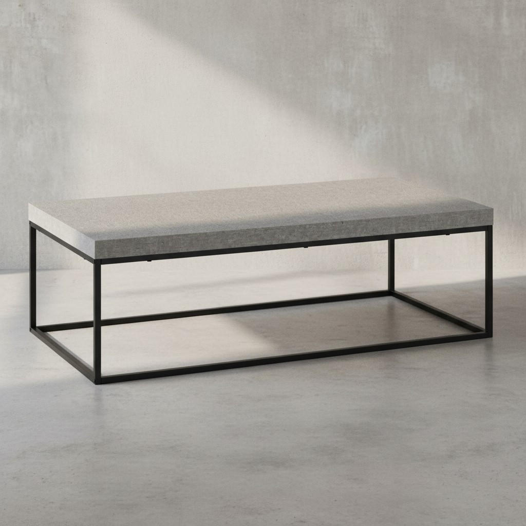 COUCHTISCH in Stein-Optik mit Metallbeinen, Modernes Design, Rechteckig, Groß, Grau 120x60x38 cm - Schwarz/Grau, Holzwerkstoff/Metall (60/120/38cm) - KADIMA DESIGN