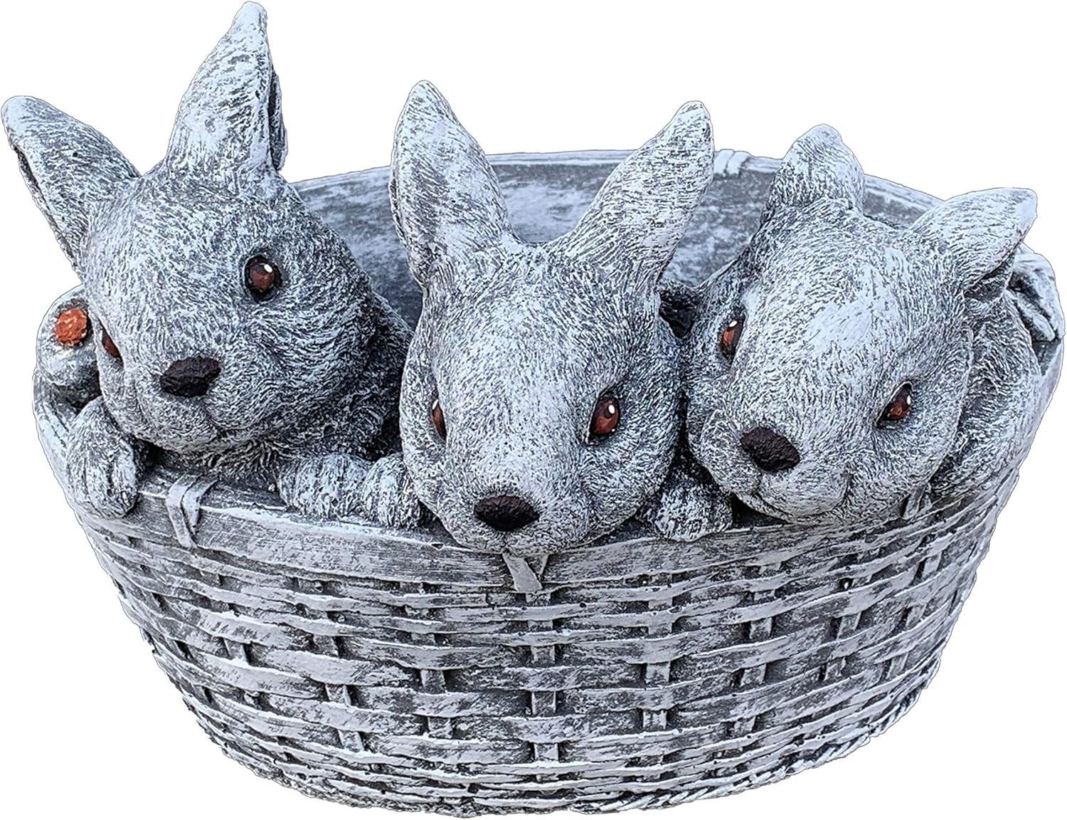 STEINFIGUR 3 Hasen im Korb bepflanzbar frostfest massiv - Grau, Stein (22/17/22cm) - stoneandstyle