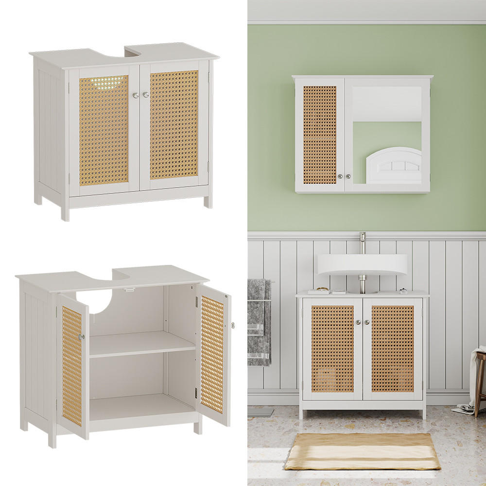 WASCHBECKENUNTERSCHRANK Rosario Weiß 60 x 58 cm mit 2 Türen - Weiß, Holzwerkstoff (60/58/35cm) - Vicco