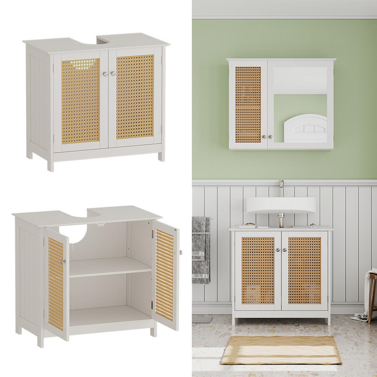 WASCHBECKENUNTERSCHRANK Rosario Weiß 60 x 58 cm mit 2 Türen - Weiß, Holzwerkstoff (60/58/35cm) - Vicco