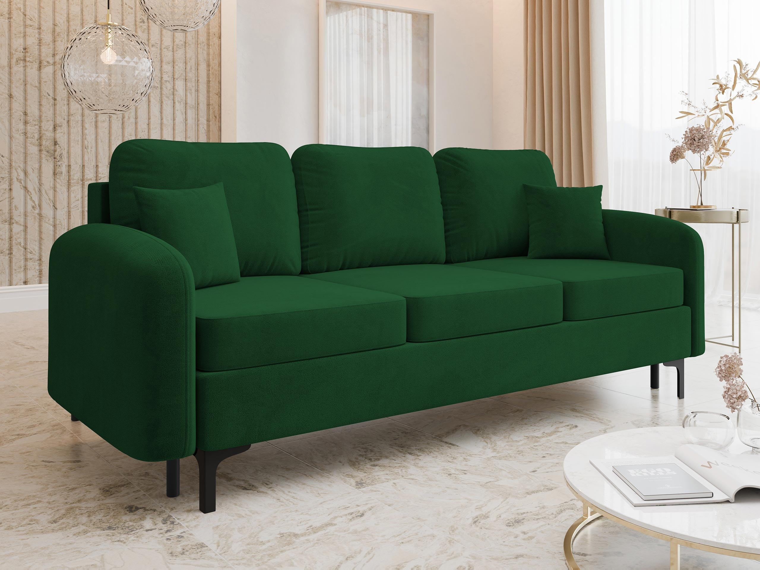 SCHLAFSOFA Venice - Schwarz/Grün, Holz/Textil (225/96/94cm) - MIRJAN24