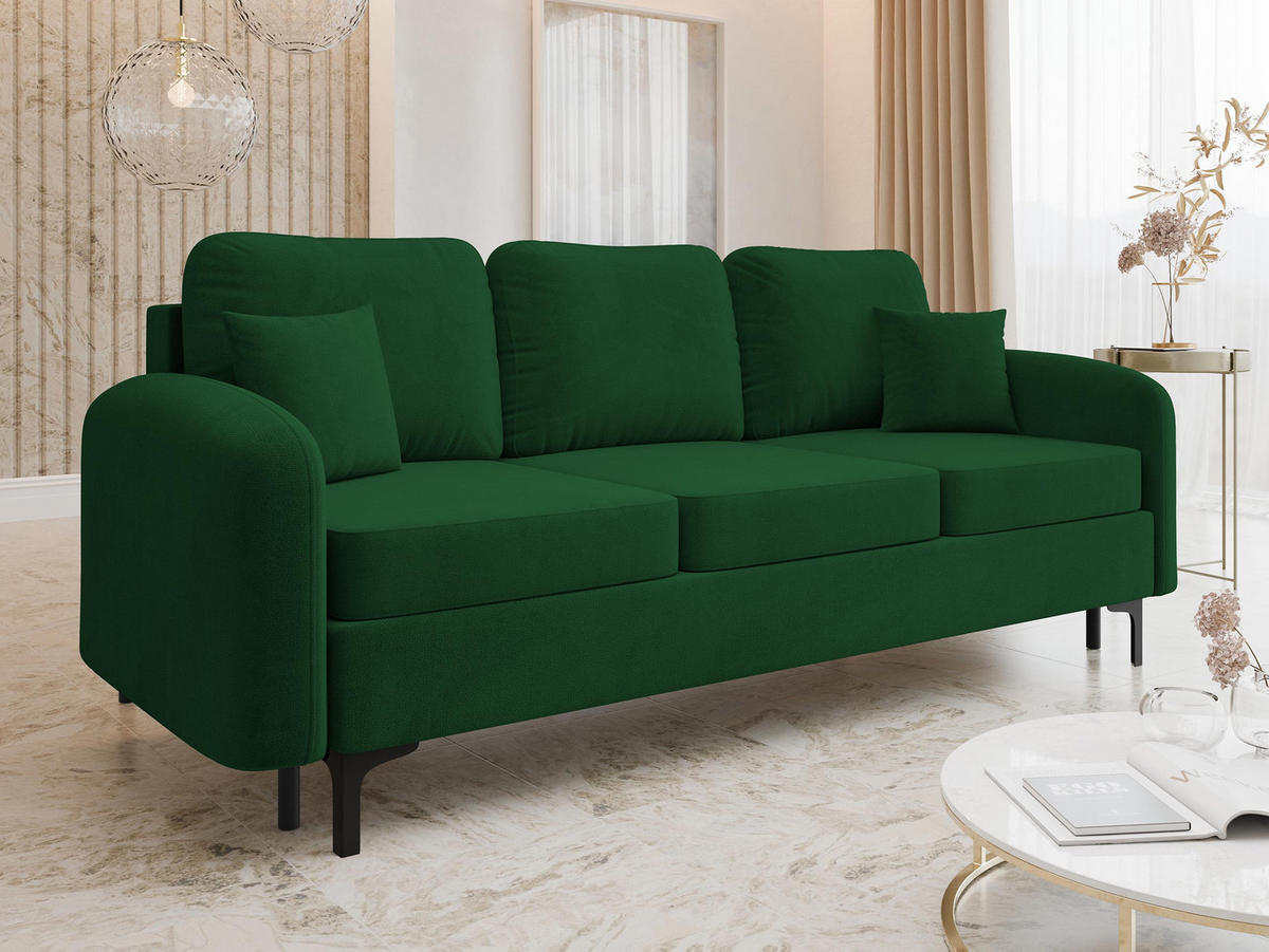 SCHLAFSOFA Venice - Schwarz/Grün, Holz/Textil (225/96/94cm) - MIRJAN24