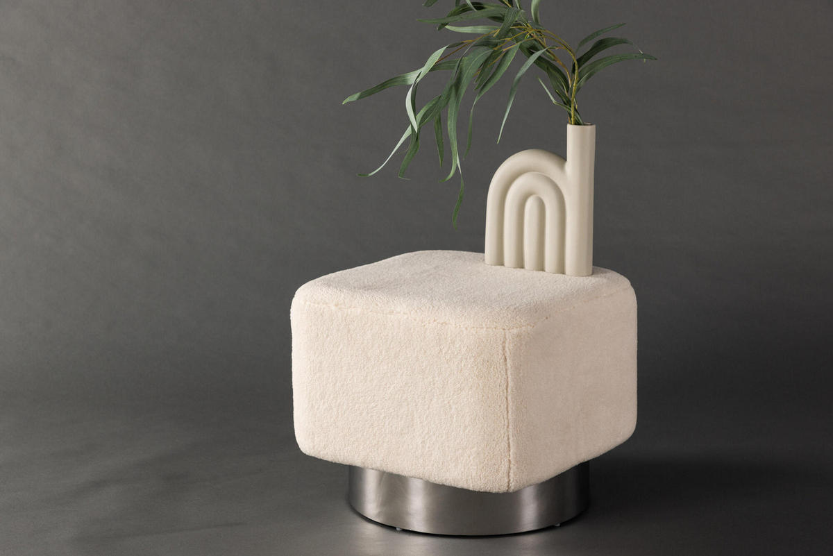 SITZPOUF NEWTON Beige 45x45x38 cm - Beige, Textil (45/38/45cm) - FURNLUX