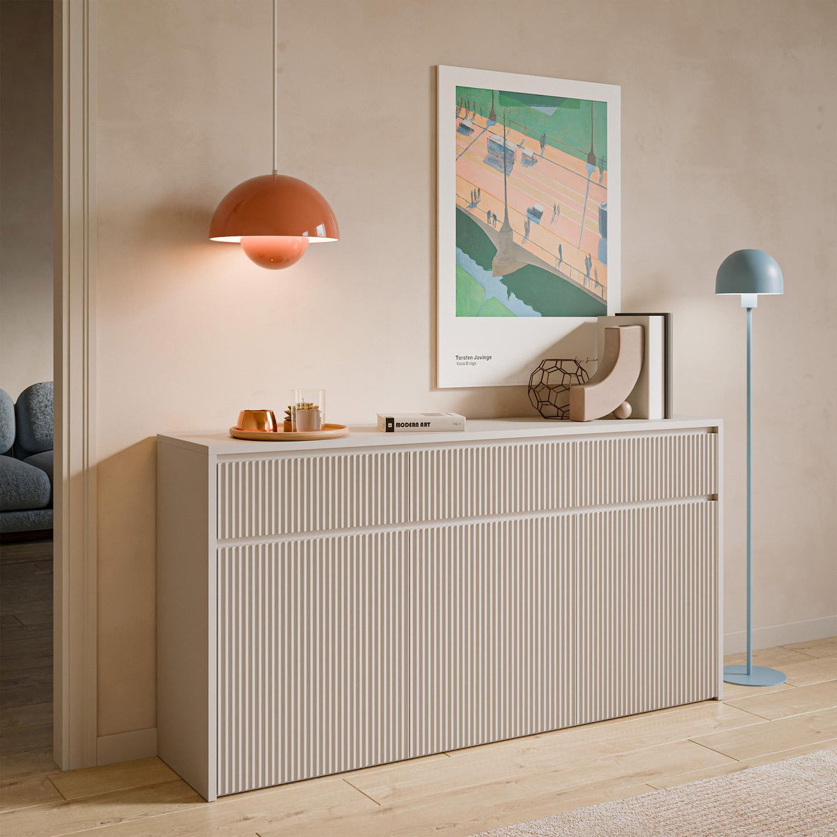 SIDEBOARD Vemmi Kaschmir 155 cm - Taupe, Holzwerkstoff (155/80/36cm) - Selsey