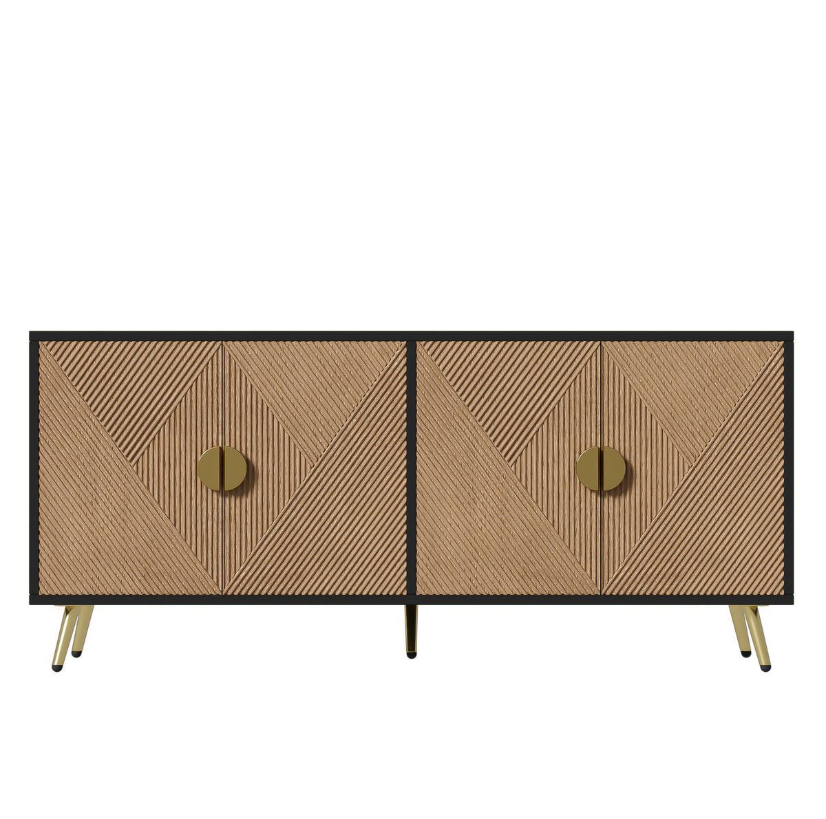 SIDEBOARD 160/40/75 cm schwarz/holzfarben aus MDF mit Soft-Close - Schwarz, Holzwerkstoff (160/75/40cm) - OKWISH
