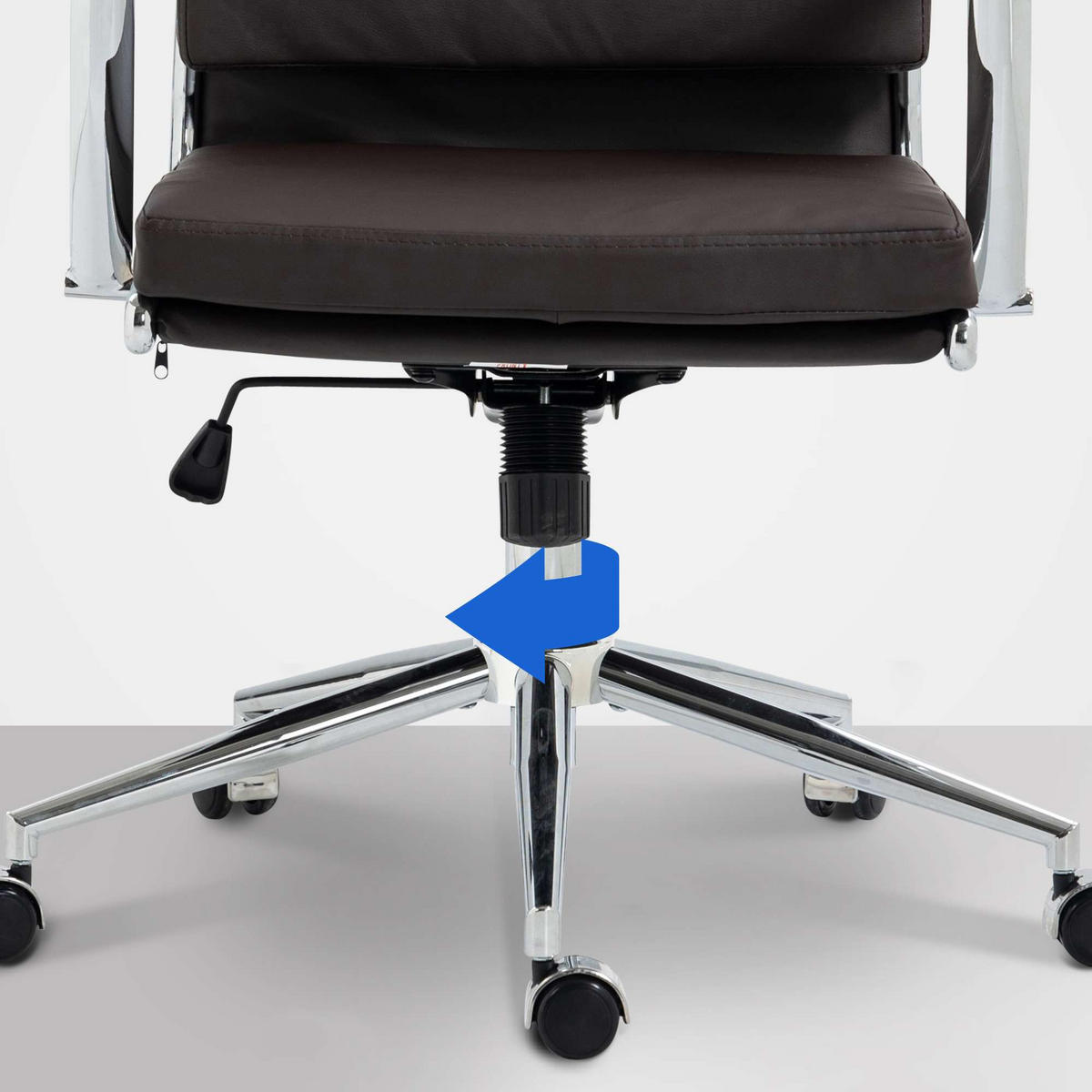 CHEFSESSEL Lederlook braun - Chromfarben/Braun, Textil/Metall (61/107/65cm) - CLP