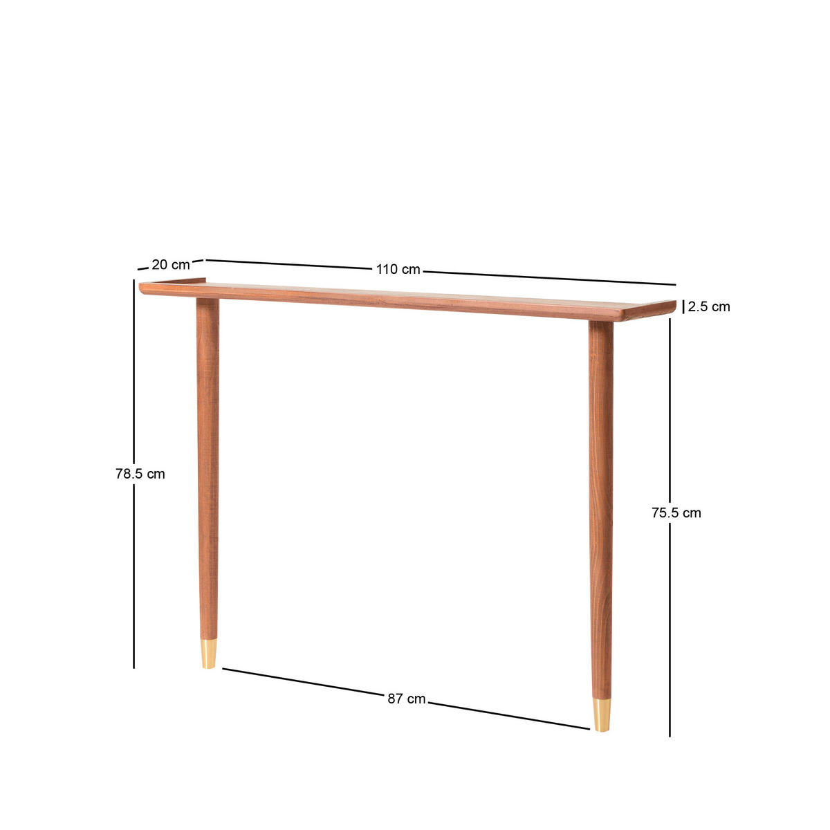 KONSOLENTISCH Rechteckig Braun 110 x 28 x 78 cm - Braun, Holz (20/110/78.5cm) - Nordlys