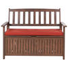 GARTENBANK Akazienholz dunkelbraun mit Stauraum Auflage terracotta 120 Sovana - Dunkelbraun, Holz (120/91/60cm) - Beliani