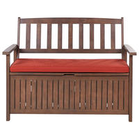 GARTENBANK Akazienholz dunkelbraun mit Stauraum Auflage terracotta 120 Sovana - Dunkelbraun, Holz (120/91/60cm) - Beliani