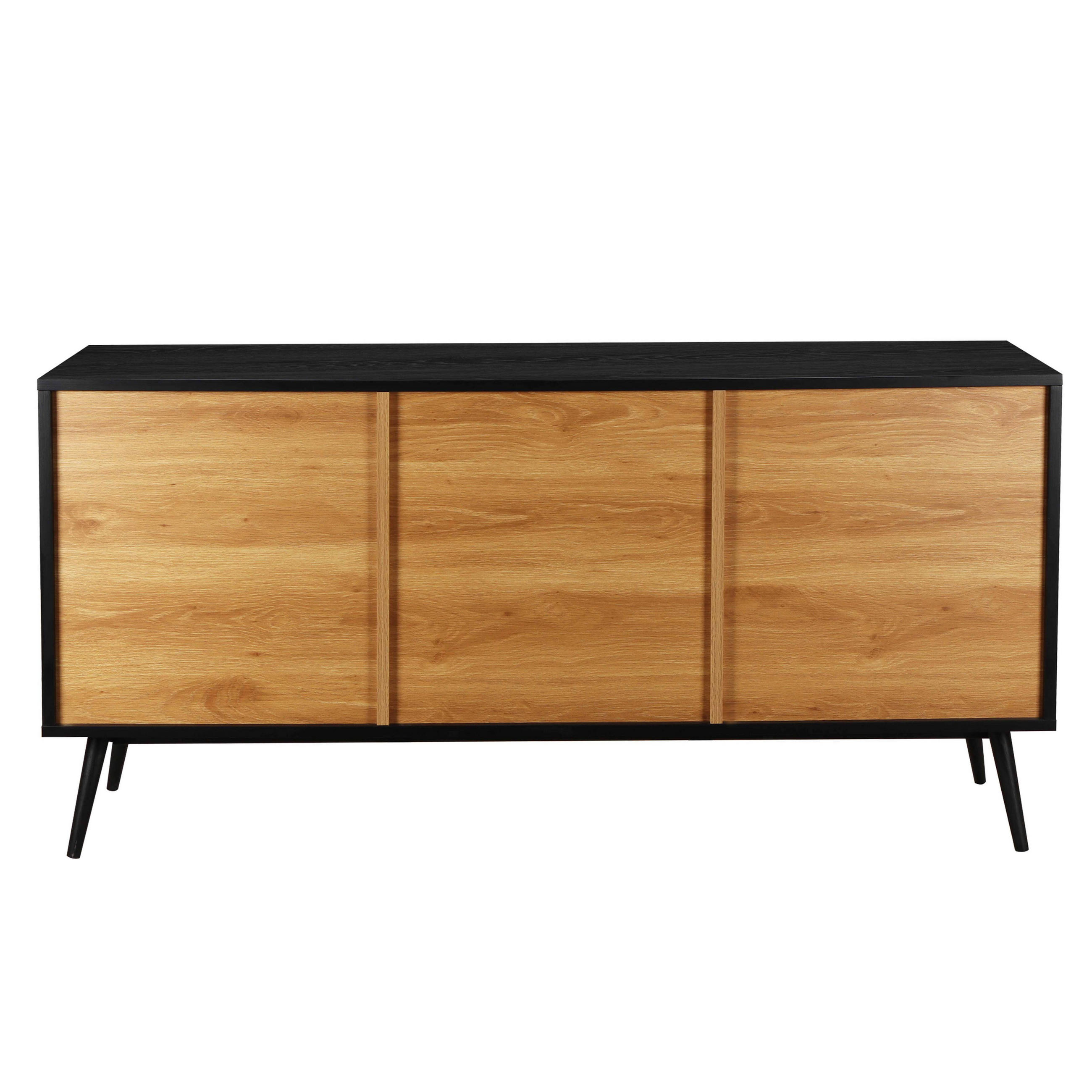 SIDEBOARD, Schwarz - Schwarz, Holzwerkstoff (40/75/150cm) - Oviala
