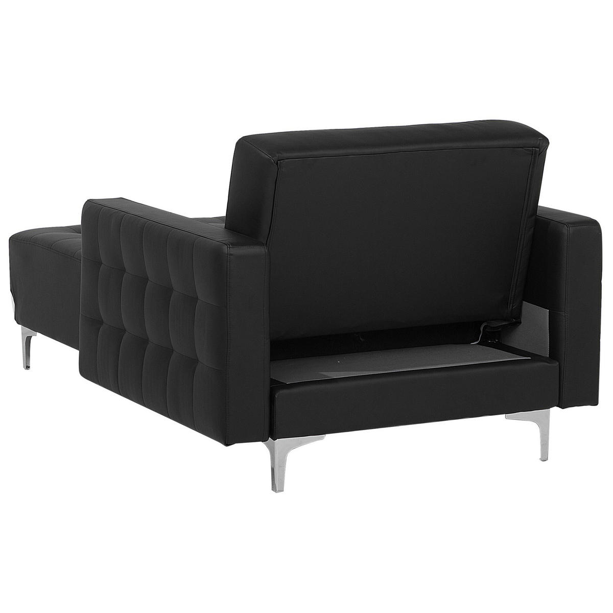 CHAISELONGUE Kunstleder schwarz/silber Aberdeen - Silberfarben/Schwarz, Kunststoff/Textil (107/83/168cm) - Beliani