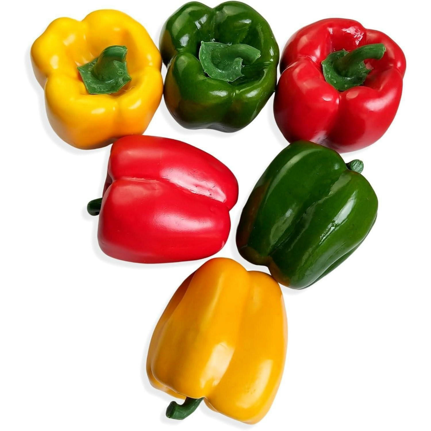 KÜNSTLICHE Paprika 6-teiliges Set Rot Grün Gelb - Multicolor, Kunststoff (8.9cm)