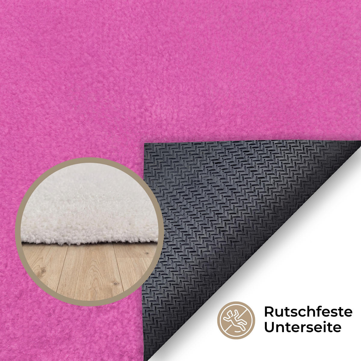 TEPPICH - Smiley - Fröhlich - Rosa - 200x140 cm - Pink, Kunststoff/Textil (200/0.4cm) - OnlyWow