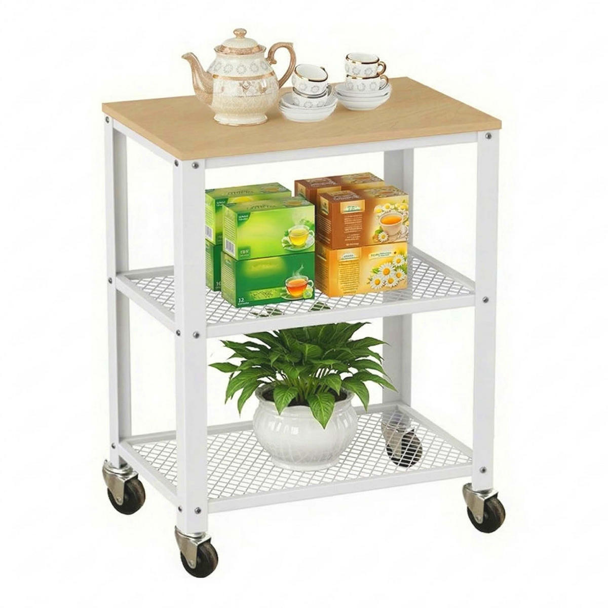 KUHINJSKA omara - bela, kovina/leseni material (40/77.5/40cm) - Relaxdays