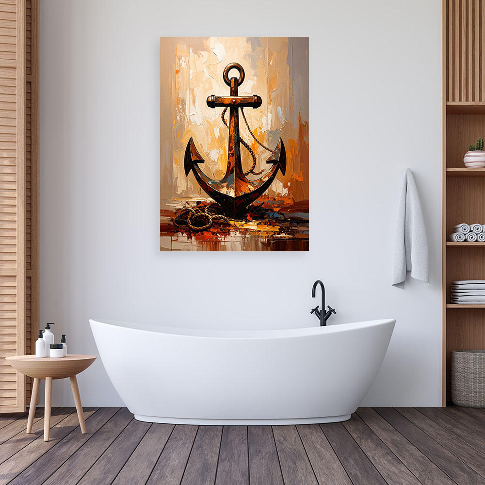 LEINWANDBILD Shabby Chic Seeanker 80x120cm - Beige, Textil (80/120cm) - Feeby