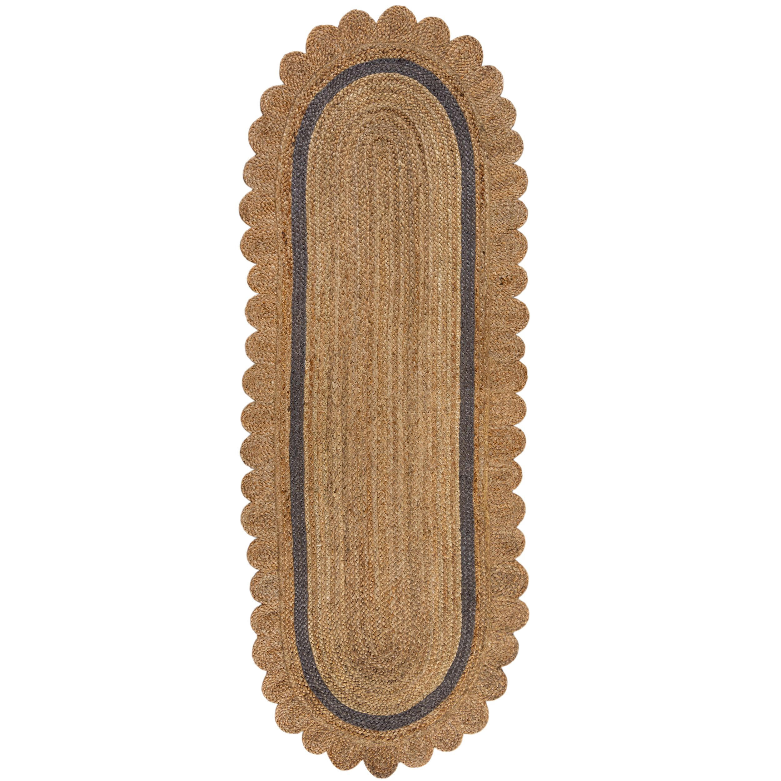 TEPPICH Jute Handarbeit-Design, naturfarben GRACE, Braun-Grau 80x230 cm - Braun, Naturmaterialien (80/230cm) - KADIMA DESIGN