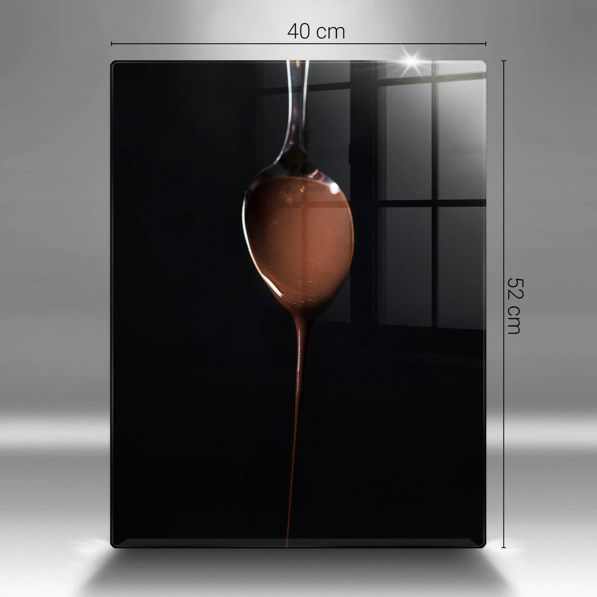 GLASPLATTE 40x52 cm Löffel mit Schokolade - Hellbraun, Glas (40/52cm) - Wallfluent