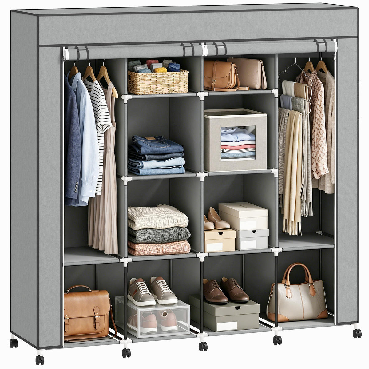 KLEIDERSCHRANK Dunkelgrau 42.5/166.0/167.0 cm - Dunkelgrau, Metall (166/167/42.5cm)