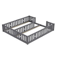 KINDERBETT 90x200 cm Familienbett mit Geländer, 2 Schlafplätzen, Ohne Lattenrost, Grau - Grau, Holz (90/200cm)