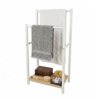 HANDTUCHSTÄNDER Weiß Holzoptik mit Ablage 80x42x24 cm - Weiß, Holzwerkstoff/Metall (42/80/24cm) - Relaxdays