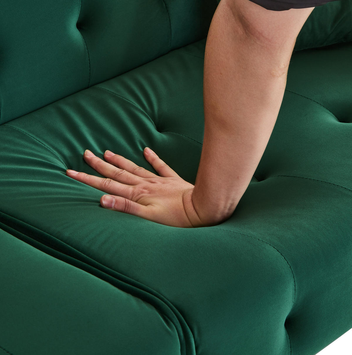 SOFABETT 2-in-1 215 x 81,5 cm Velours Green - Grün, Kunststoff (178/70/82cm) - Meubliv