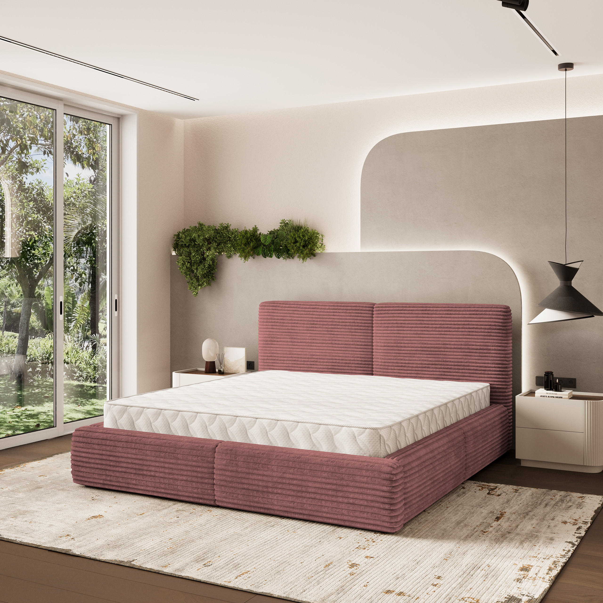 POLSTERBETT FELURO 140x200 cm mit Bettkästen - Rosa - Rosa, Holz (140/200cm) - MASSENO