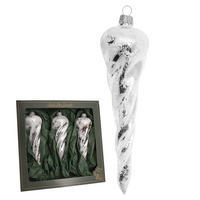 CHRISTBAUMSCHMUCK Eiszapfen Silberfarbig 15cm (Glas / 3 Stk.) - Silberfarben, Glas (4/15/4cm) - Krebs Glas Lauscha