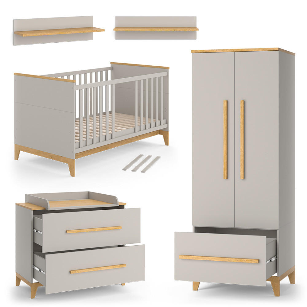 KINDERZIMMER-SET Malia Cashmere-Eiche 5 Teile - Kaschmir/Eichefarben, Holzwerkstoff (108/98/70cm) - VitaliSpa